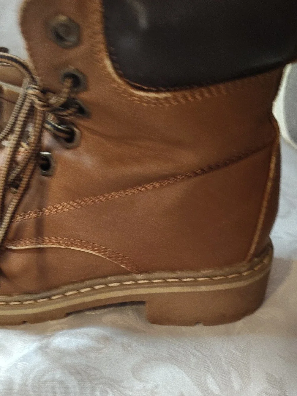 Link Kids Tan Lace-Up Sherpa Boots